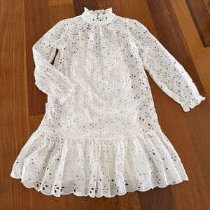 J Crew White Eyelet Ruffle Hem Dress